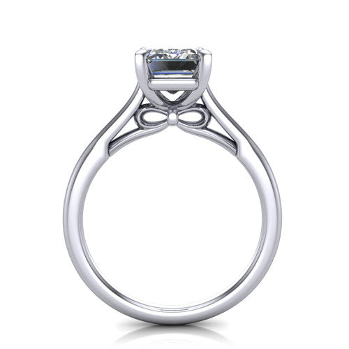 Cora Emerald Shape Classic Engagement Ring in 18K White Gold