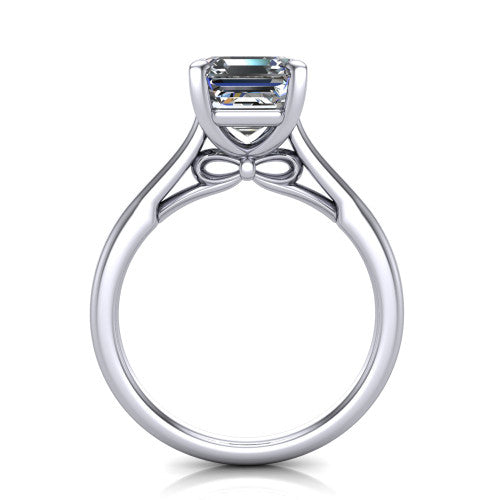 Cora Square Emerald Shape Classic Engagement Ring in 14K White Gold