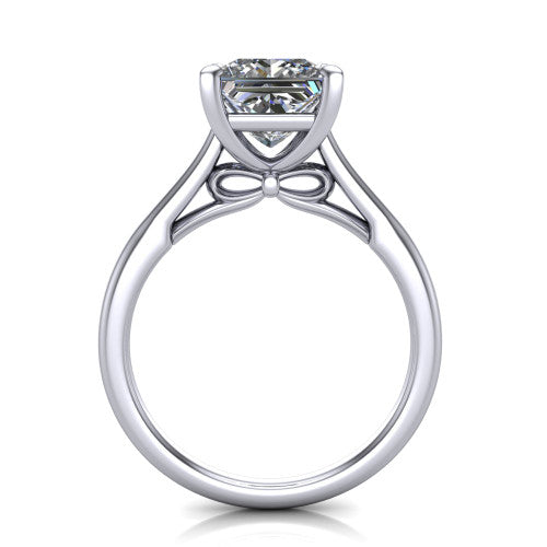 Cora Princess Shape Classic Engagement Ring in 18K White Gold