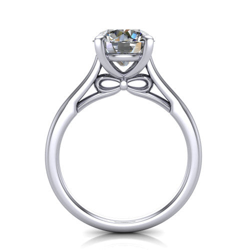 Cora Round Shape Classic Engagement Ring in 18K White Gold