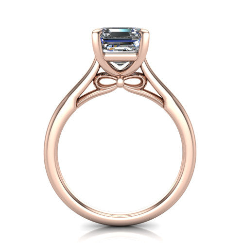 Cora Square Emerald Shape Classic Engagement Ring in 14K Rose Gold