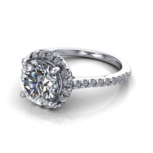 Hadley Round Shape Halo Engagement Ring in Platinum