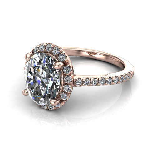 Hadley Oval Shape Halo Engagement Ring in 14K Rose Gold