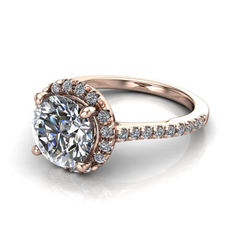 Hadley Round Shape Halo Engagement Ring in 18K Rose Gold