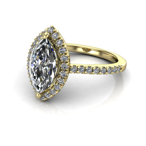 Hadley Marquise Shape Halo Engagement Ring in 14K Yellow Gold