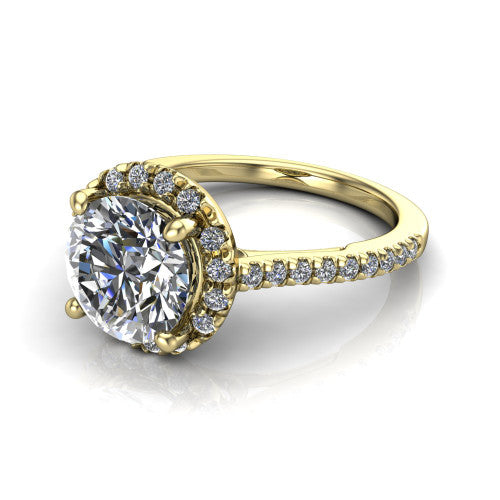 Hadley Round Shape Halo Engagement Ring in 18K Yellow Gold