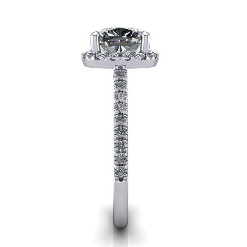 Hadley Cushion Shape Halo Engagement Ring in Platinum