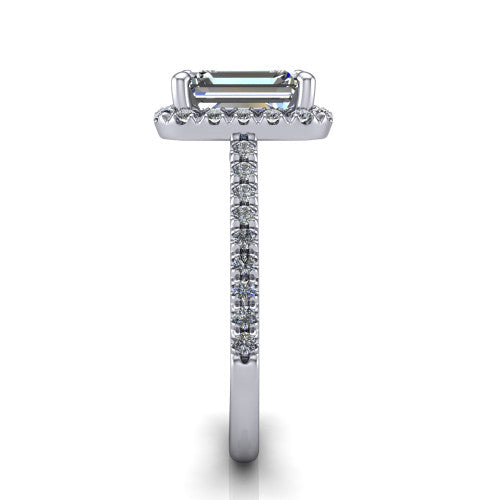 Hadley Emerald Shape Halo Engagement Ring in 14K White Gold