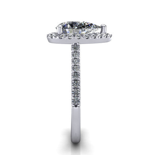 Hadley Pear Shape Halo Engagement Ring in 14K White Gold