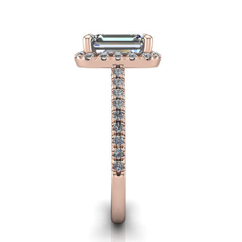 Hadley Emerald Shape Halo Engagement Ring in 14K Rose Gold