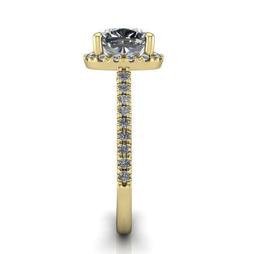 Hadley Cushion Shape Halo Engagement Ring in 18K Yellow Gold