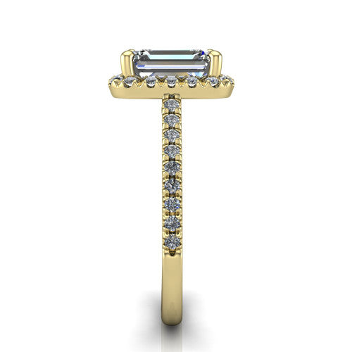 Hadley Emerald Shape Halo Engagement Ring in 18K Yellow Gold