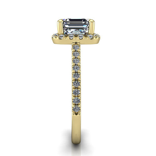 Hadley Square Emerald Shape Halo Engagement Ring in 14K Yellow Gold