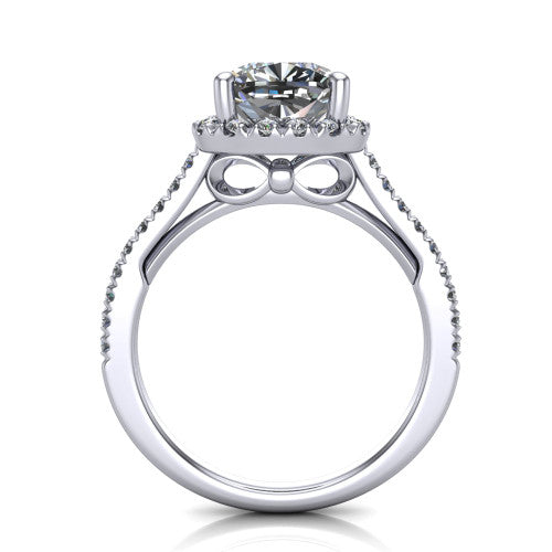 Hadley Cushion Shape Halo Engagement Ring in 14K White Gold