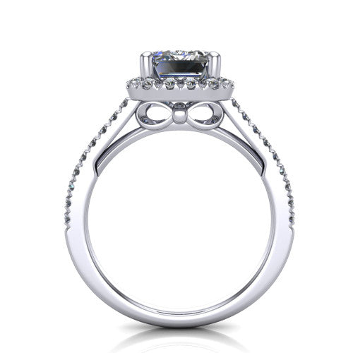 Hadley Emerald Shape Halo Engagement Ring in 14K White Gold