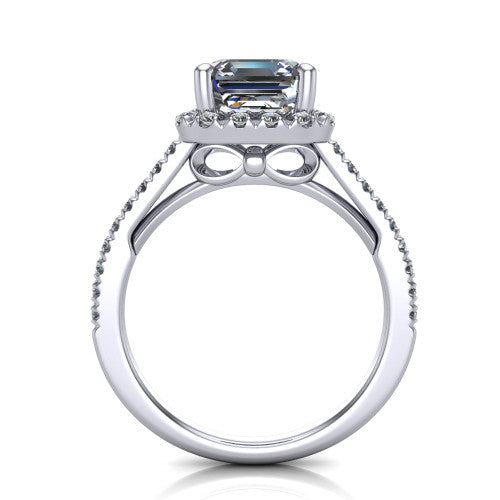 Hadley Square Emerald Shape Halo Engagement Ring in Platinum