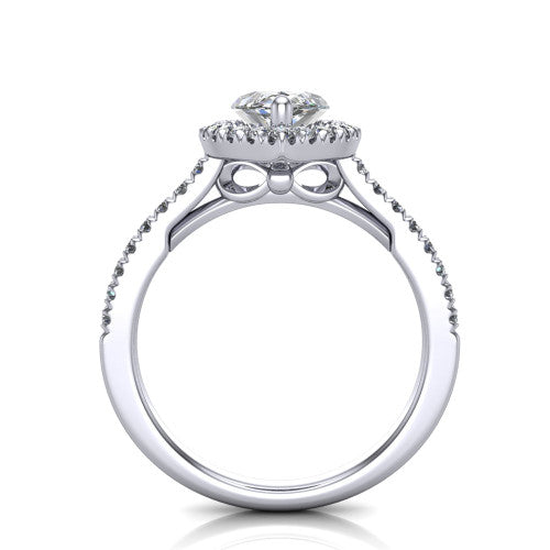 Hadley Marquise Shape Halo Engagement Ring in 18K White Gold