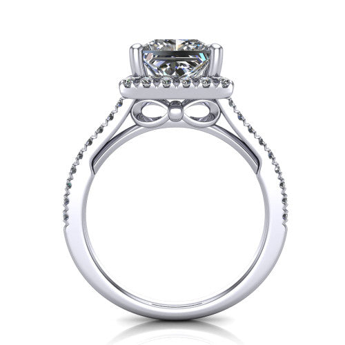 Hadley Princess Shape Halo Engagement Ring in 18K White Gold