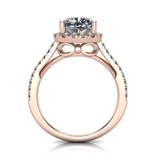 Hadley Cushion Shape Halo Engagement Ring in 18K Rose Gold