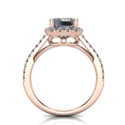 Hadley Emerald Shape Halo Engagement Ring in 14K Rose Gold