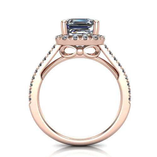 Hadley Square Emerald Shape Halo Engagement Ring in 14K Rose Gold