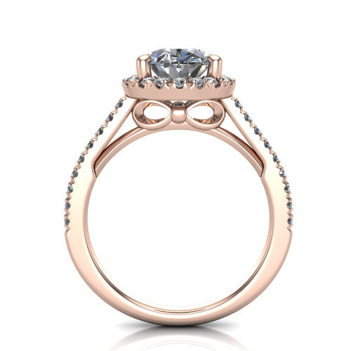 Hadley Oval Shape Halo Engagement Ring in 14K Rose Gold