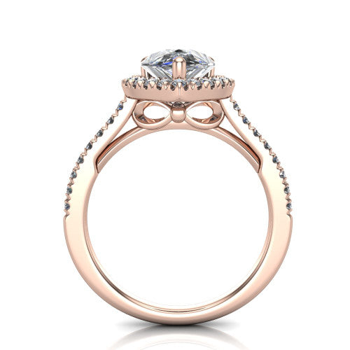 Hadley Pear Shape Halo Engagement Ring in 14K Rose Gold