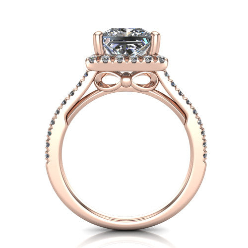 Hadley Princess Shape Halo Engagement Ring in 18K Rose Gold