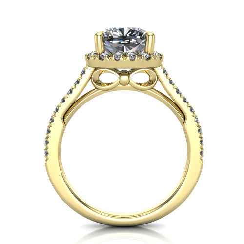 Hadley Cushion Shape Halo Engagement Ring in 14K Yellow Gold