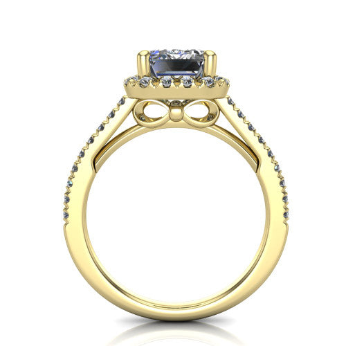 Hadley Emerald Shape Halo Engagement Ring in 14K Yellow Gold