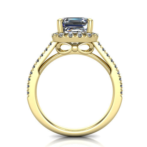 Hadley Square Emerald Shape Halo Engagement Ring in 14K Yellow Gold