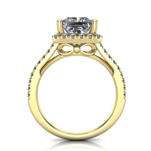 Hadley Princess Shape Halo Engagement Ring in 18K Yellow Gold