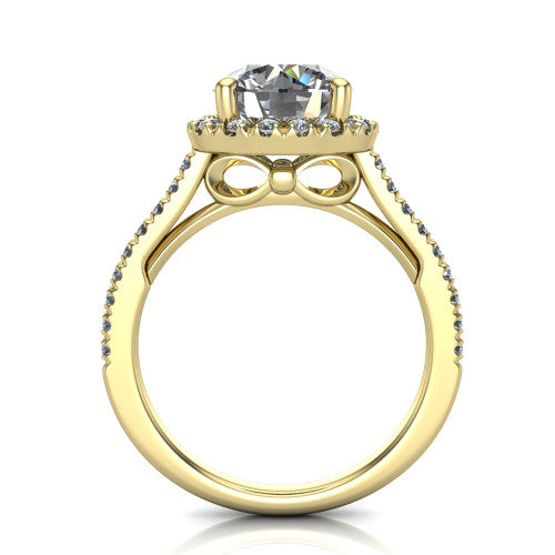 Hadley Round Shape Halo Engagement Ring in 18K Yellow Gold