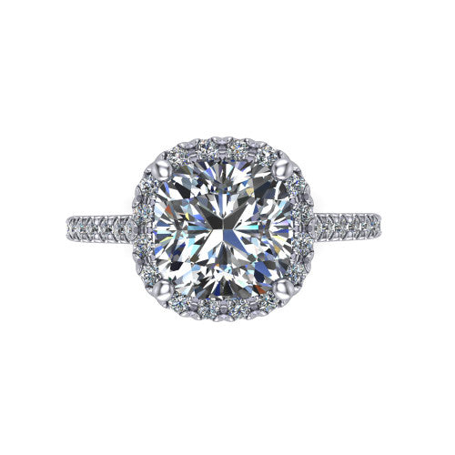 Hadley Cushion Shape Halo Engagement Ring in Platinum