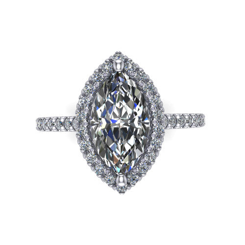 Hadley Marquise Shape Halo Engagement Ring in 14K White Gold