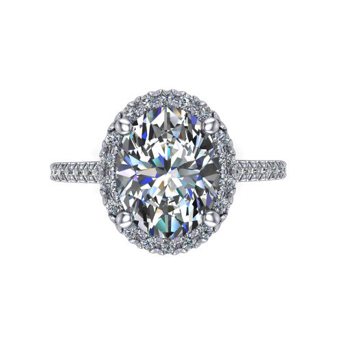Hadley Oval Shape Halo Engagement Ring in 14K White Gold