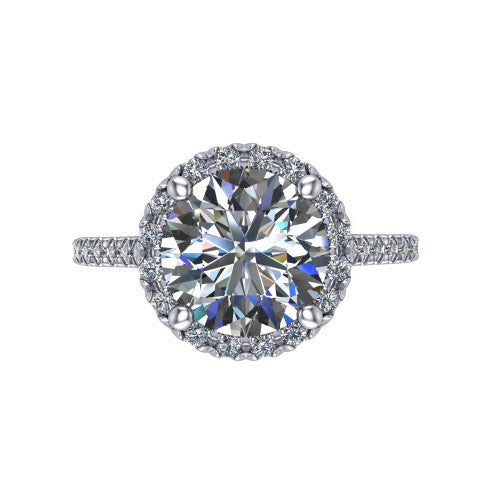 Hadley Round Shape Halo Engagement Ring in 18K White Gold
