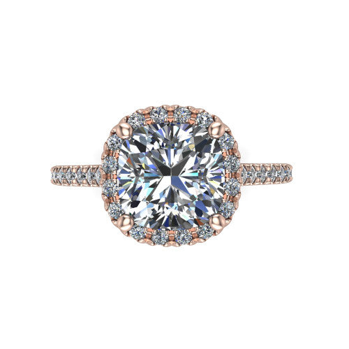 Hadley Cushion Shape Halo Engagement Ring in 18K Rose Gold