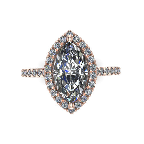 Hadley Marquise Shape Halo Engagement Ring in 18K Rose Gold