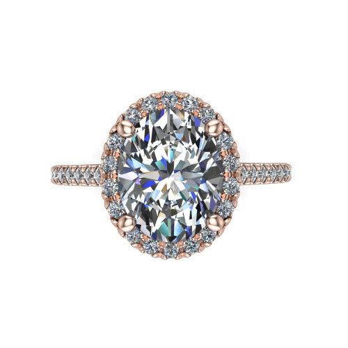 Hadley Oval Shape Halo Engagement Ring in 14K Rose Gold