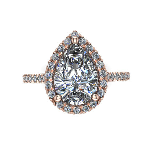 Hadley Pear Shape Halo Engagement Ring in 14K Rose Gold