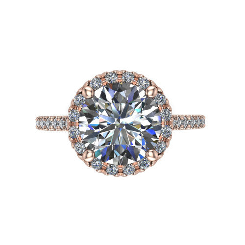 Hadley Round Shape Halo Engagement Ring in 18K Rose Gold