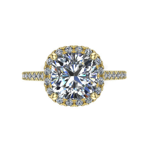Hadley Cushion Shape Halo Engagement Ring in 14K Yellow Gold