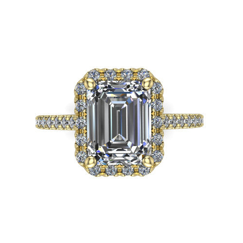 Hadley Emerald Shape Halo Engagement Ring in 18K Yellow Gold