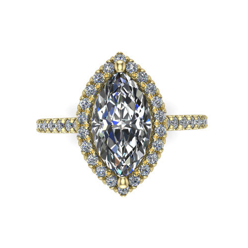 Hadley Marquise Shape Halo Engagement Ring in 14K Yellow Gold