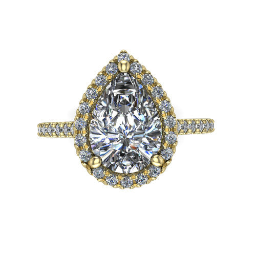 Hadley Pear Shape Halo Engagement Ring in 18K Yellow Gold