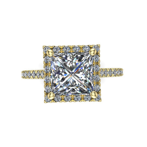 Hadley Princess Shape Halo Engagement Ring in 14K Yellow Gold
