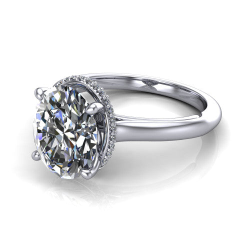 Skylar Oval Shape Hidden Halo Engagement Ring in 14K White Gold