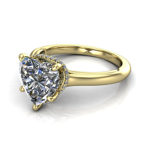 Skylar Heart Shape Hidden Halo Engagement Ring in 14K Yellow Gold