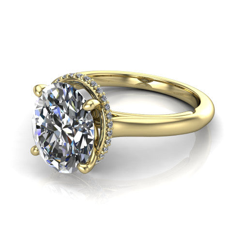 Skylar Oval Shape Hidden Halo Engagement Ring in 14K Yellow Gold